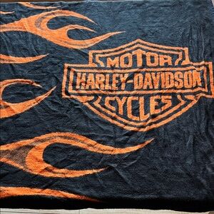 Harley-Davidson Black and Orange Blanket 46” X 53”